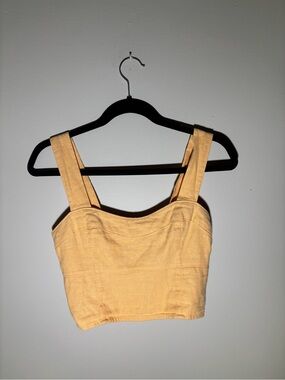 Abercrombie & Fitch Mustard Yellow Linen Blend Crop Top
